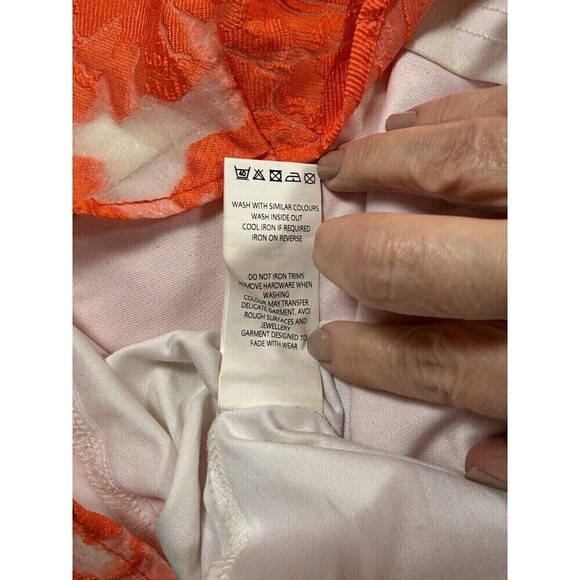 Showpo Hailey Brailey One Shoulder Mini Dress Orange White Sheer Floral 4 - Picture 10 of 16